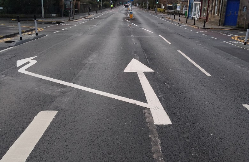 Line not in middle of road