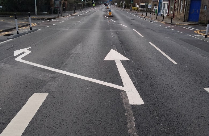 Line not in middle of road